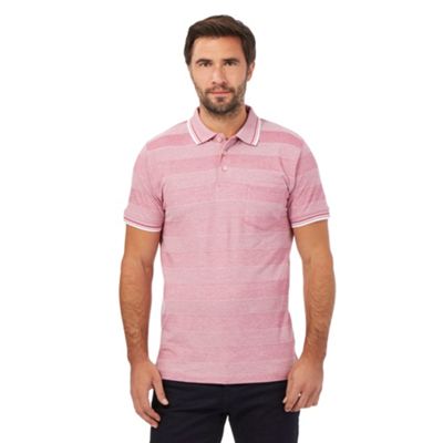 Maine New England Big and tall pink textured stripe tailored fit polo shirt